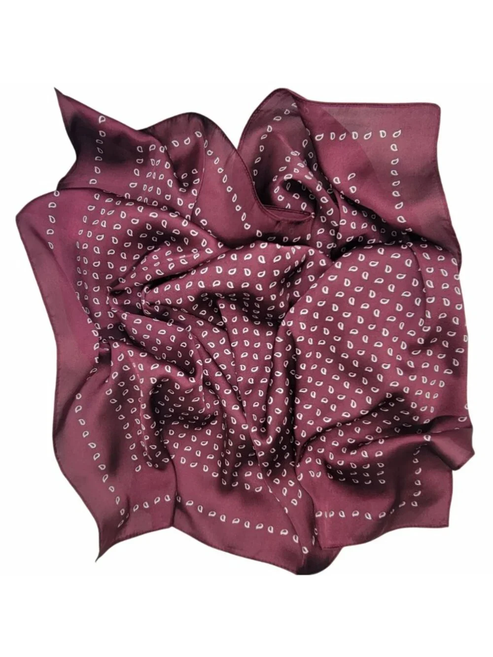 ❤️NEW Silky Square Scarf Soft Burgundy Maroon Teardrop Paisley Foulard Hijab❤️
